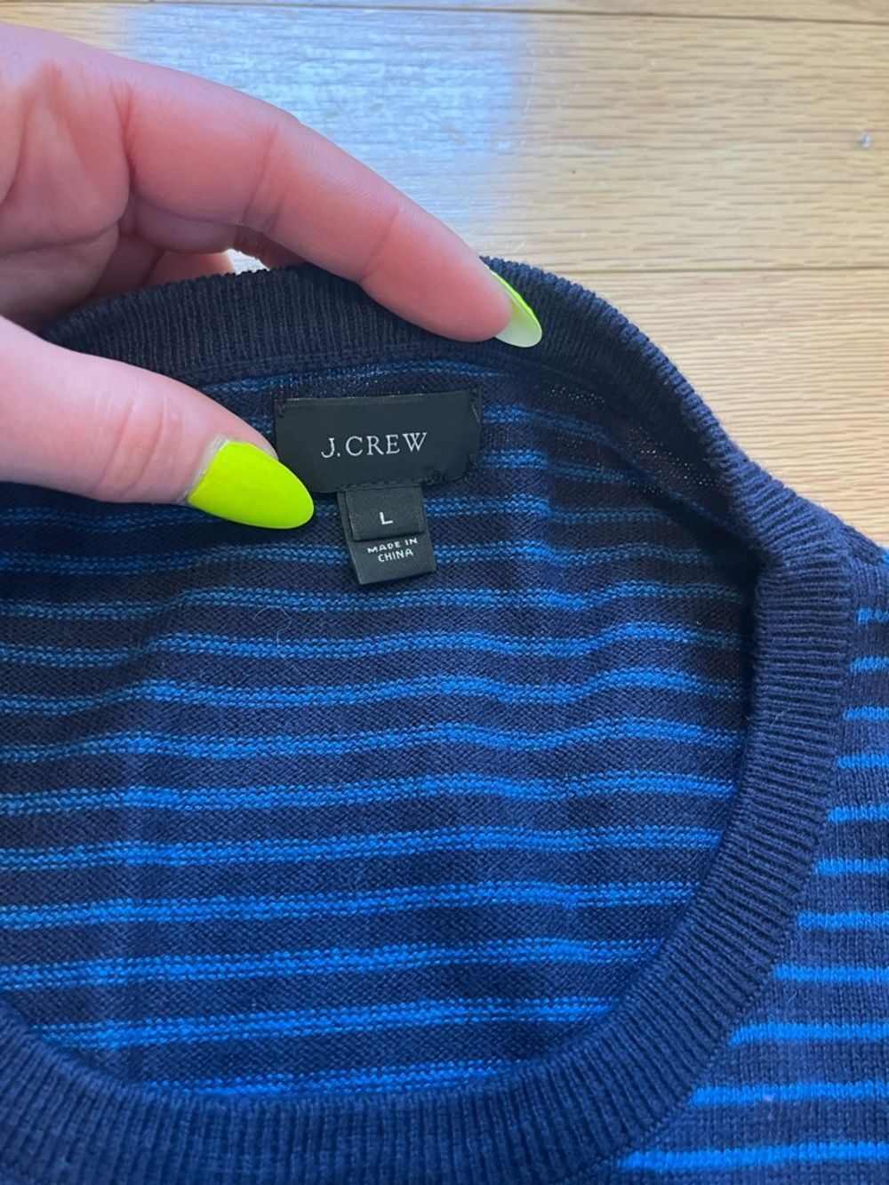 J. Crew Cotton Cashmere Blend Striped Men’s Crewneck Sweater - Picture 3 of 6